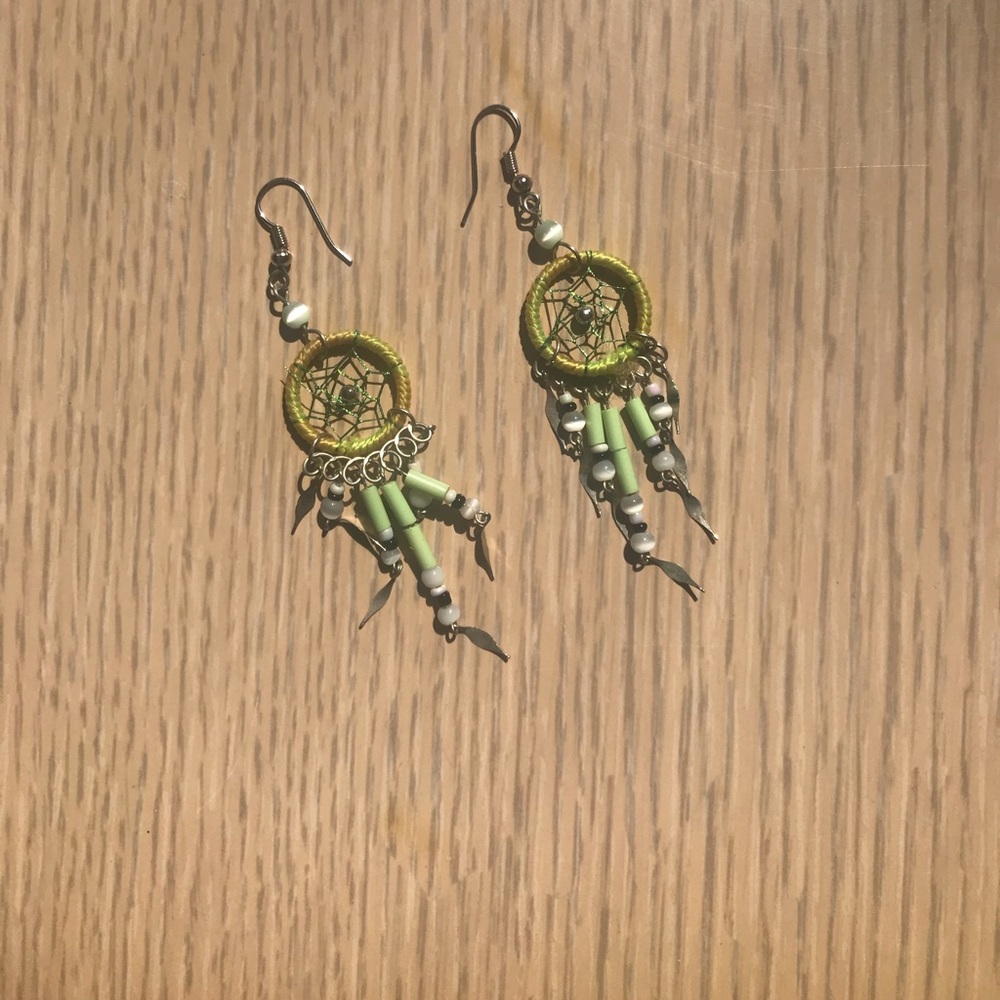 Green Dream Catcher Earrings